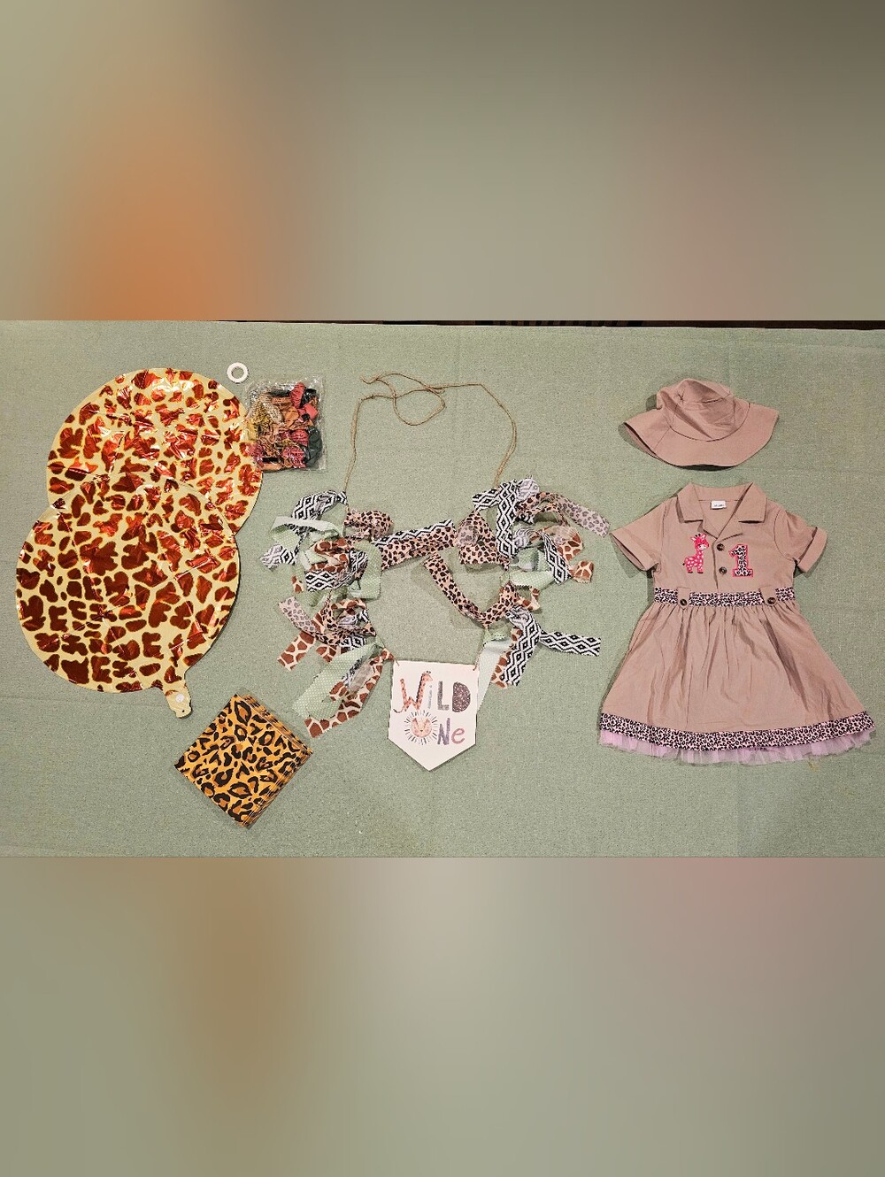 Wild One 1st Birthday Bundle 12-18M Safari Outfit Decor Balloons